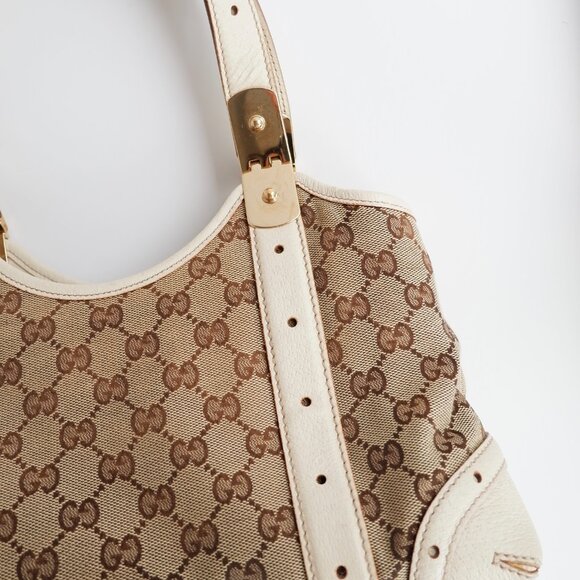 Authentic Preowned Gucci White GG Canvas/Leather Small Shoulder Bag - Picture 12 of 16